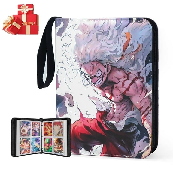400 Pockets Anime Card Binder for One Piece Cards,Portable Waterproof Card Storage Bag with Removable Sleeves