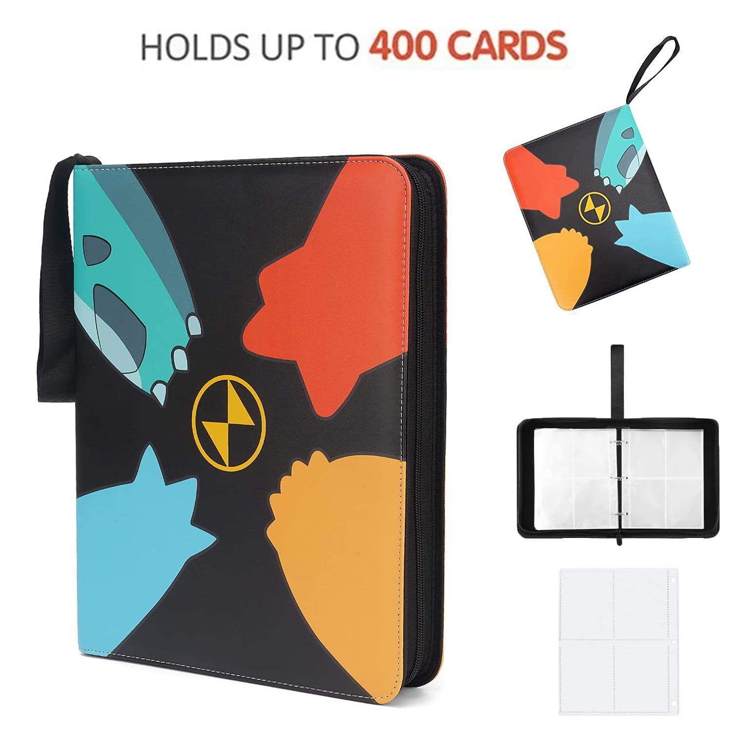 400 Pockets Cards Holder Binder, 50 Removable Sleeves, Game Cards Collector Album Holder for