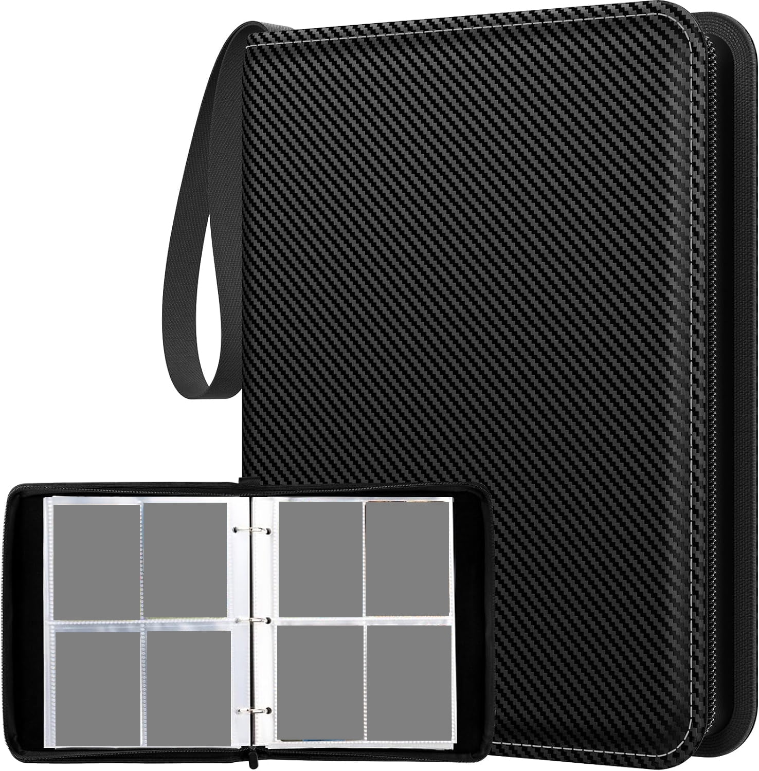 400 Pockets Trading Card Binder, 4 Pocket Zip Trading Card Binder, Double Sided Pocket PU Card Collection Binder Holder Carry Card Case for Baseball Card, Football Card, Game Cards