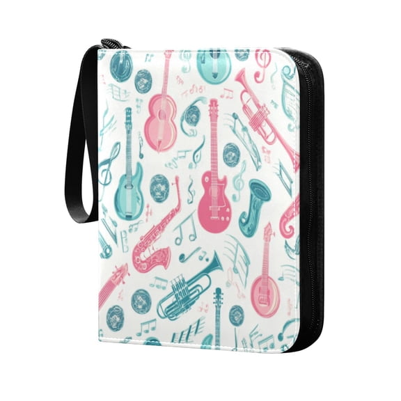 400 Pockets Trading Cards Album,Card Binder 4-Pocket, Cards Collector Album Holder Fits 400 Cards with 50 Removable Sheets Musical Notes and Instruments