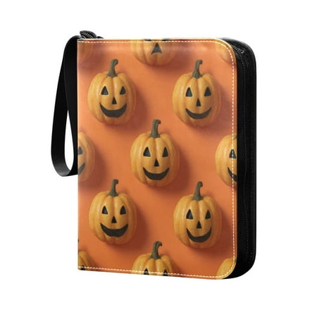 400 Pockets Trading Cards Album,Card Binder 4-Pocket, Cards Collector Album Holder Fits 400 Cards with 50 Removable Sheets 3d Pumpkin