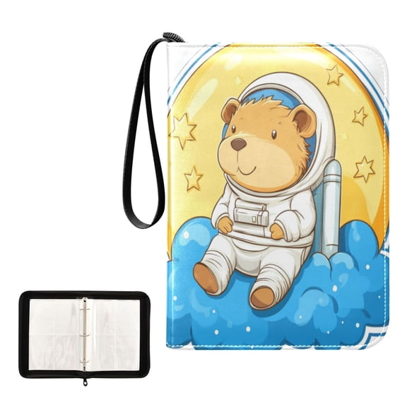 400 Pockets Trading Cards Album,Card Binder 4-Pocket, Cards Collector Album Holder Fits 400 Cards with 50 Removable Sheets Astronaut Capibara