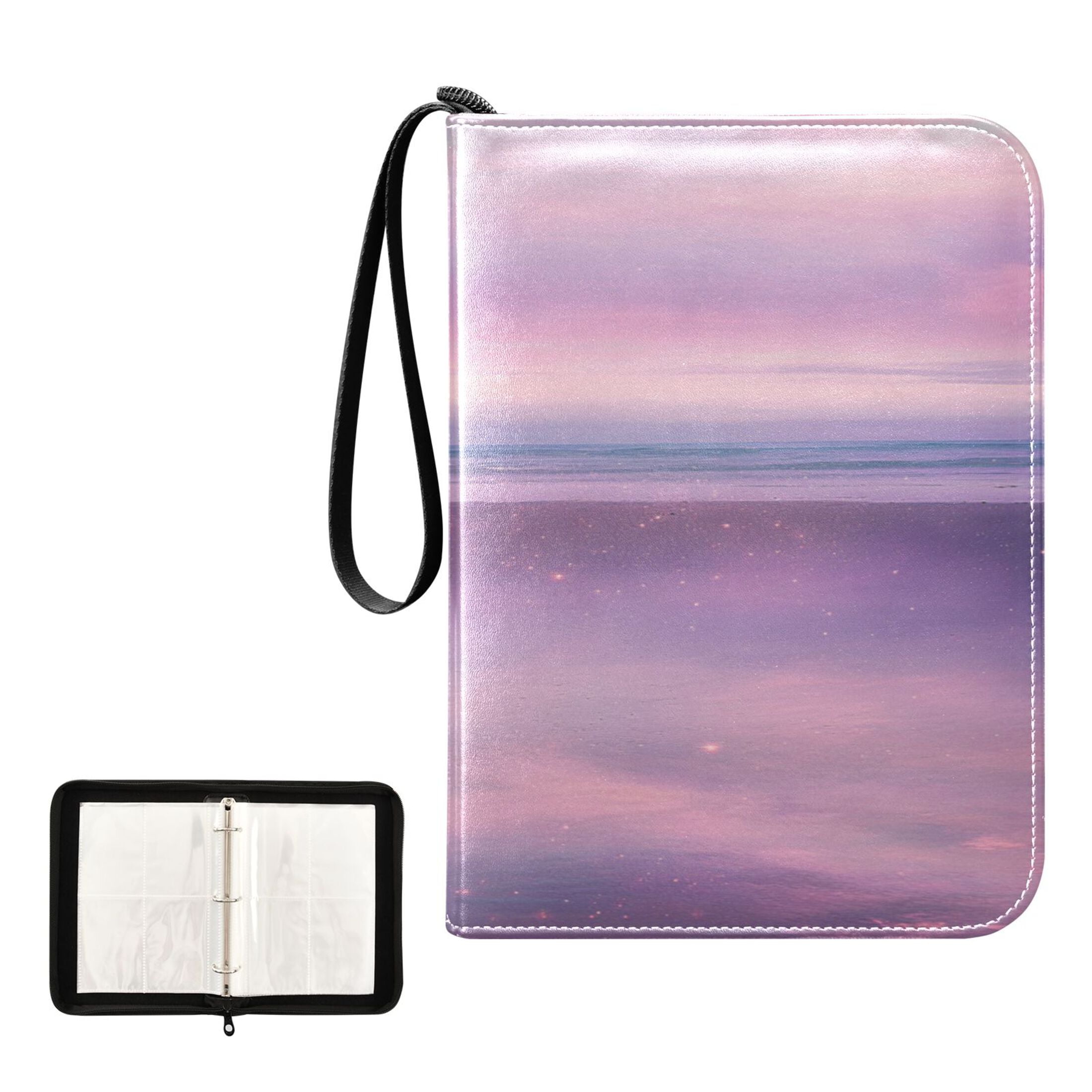 Trading Card Binder Pink Zipper Card Binder With 50 Removable Pages  Holds  400+ Game & Trading Cards, Includes Handle & Strap 50 Removable Card  Sleeves Binder