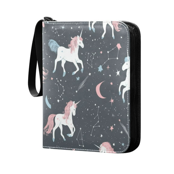 400 Pockets Trading Cards Album,Card Binder 4-Pocket, Cards Collector Album Holder Fits 400 Cards with 50 Removable Sheets Unicorns and Stars