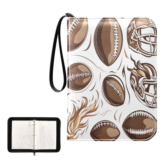 400 Pockets Trading Cards Album,Card Binder 4-Pocket, Cards Collector Album Holder Fits 400 cards with 50 removable sheets American Football and Helmets