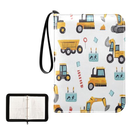 400 Pockets Trading Cards Album,Card Binder 4-Pocket, Cards Collector Album Holder Fits 400 cards with 50 removable sheets Construction Trucks and Excavators