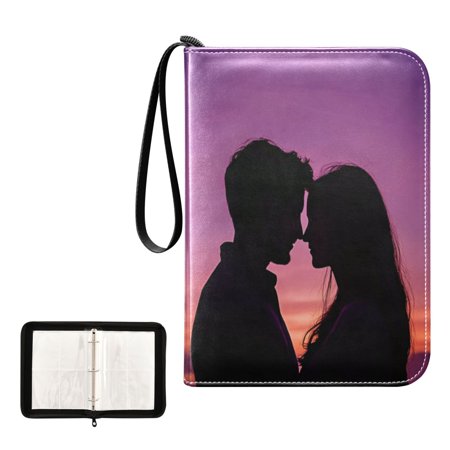 400 Pockets Trading Cards Album,Card Binder 4-Pocket, Cards Collector Album Holder Fits 400 cards with 50 removable sheets A Silhouette Of Two Lovers