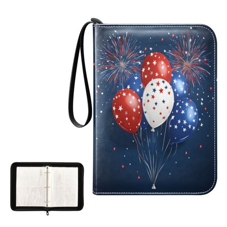 400 Pockets Trading Cards Album,Card Binder 4-Pocket, Cards Collector Album Holder Fits 400 cards with 50 removable sheets Balloons with Fireworks