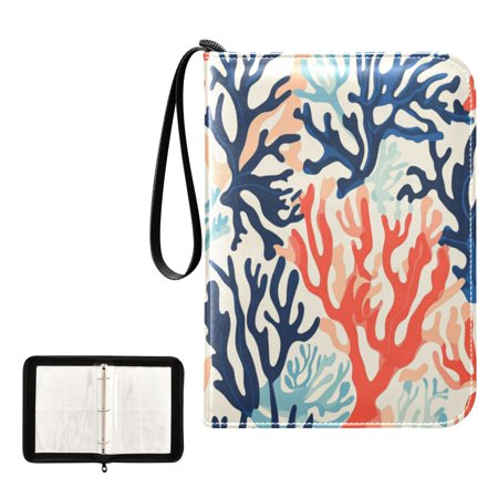 400 Pockets Trading Cards Album,Card Binder 4-Pocket, Cards Collector Album Holder Fits 400 cards with 50 removable sheets Coral Pattern
