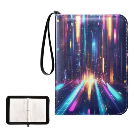 400 Pockets Trading Cards Album,Card Binder 4-Pocket, Cards Collector Album Holder Fits 400 cards with 50 removable sheets Dynamic Light Beams