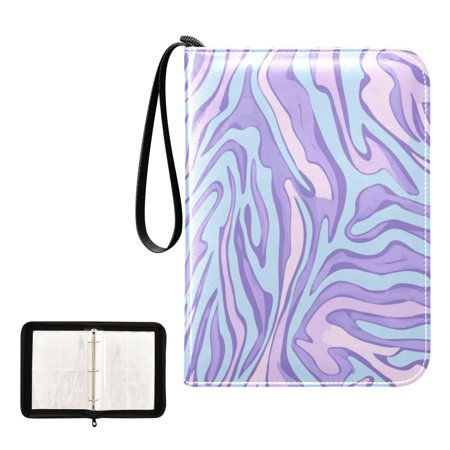 400 Pockets Trading Cards Album,Card Binder 4-Pocket, Cards Collector Album Holder Fits 400 cards with 50 removable sheets Lavender Zebra Print