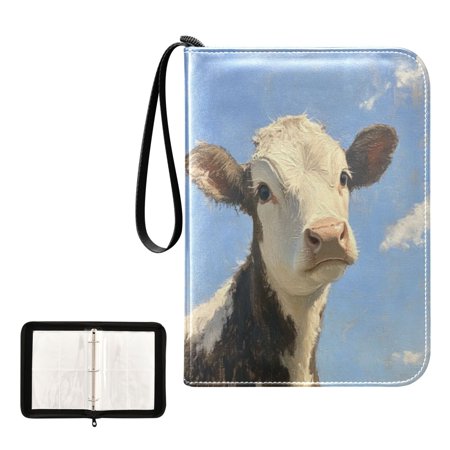 400 Pockets Trading Cards Album,Card Binder 4-Pocket, Cards Collector Album Holder Fits 400 cards with 50 removable sheets Oil Painting Of Cow