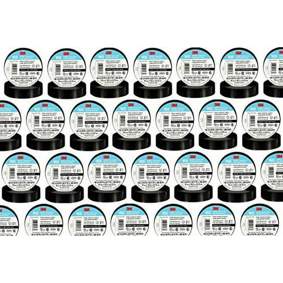 400 Rolls 4 Cases of 100 Rolls 3M 165 TEMFLEX (3m 1700 Upgrade) Black 3/4" Vinyl Electrical Tape