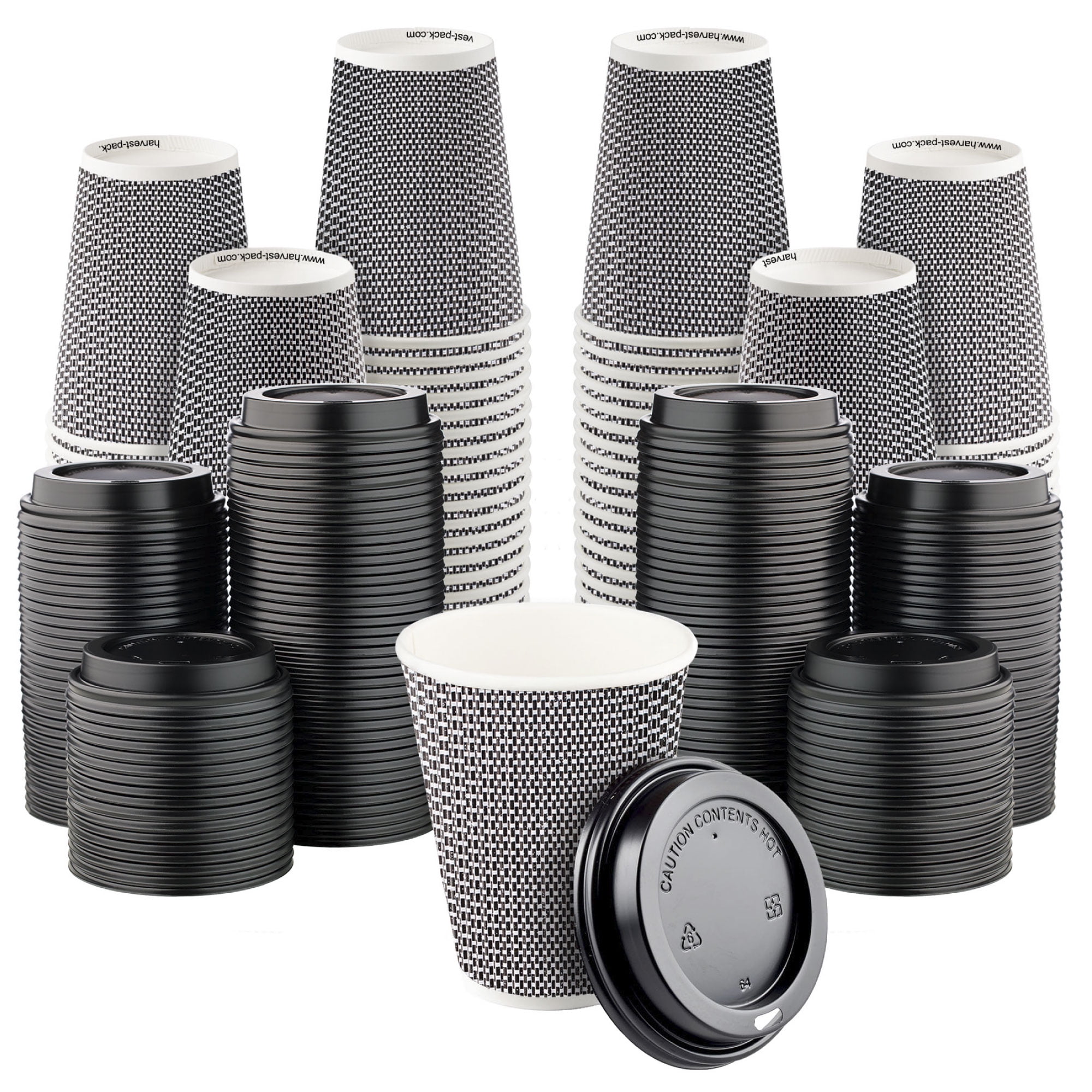 [400 SET]Harvest Pack 12 oz Disposable Coffee Cups, Insulated Ripple ...