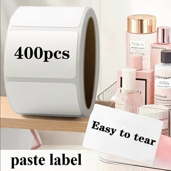 400 Self-adhesive Labels, Household Labels, Removable Labels, White Rectangular Stickers, Suitable for Home, Office, and Item Marking Labels