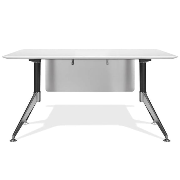 Unique Furniture 71" Executive Desk in White with Chrome Metal Base