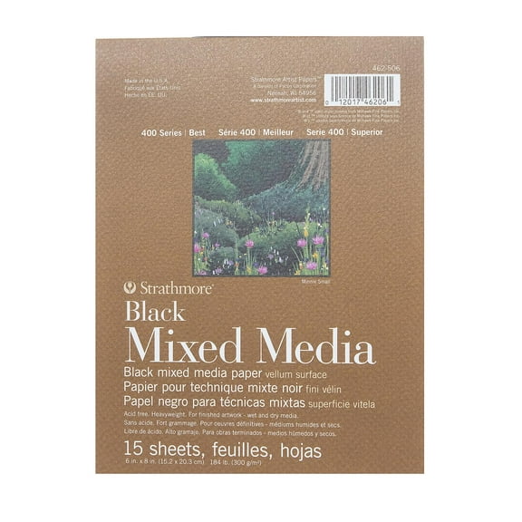 400 Series Toned Mixed Media Pad black, 6 in. x 8 in., 15 sheets (pack of 3)