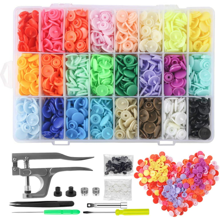 KAM Snaps 100 Rainbow and White Starter Pack Plastic Snap No Sew