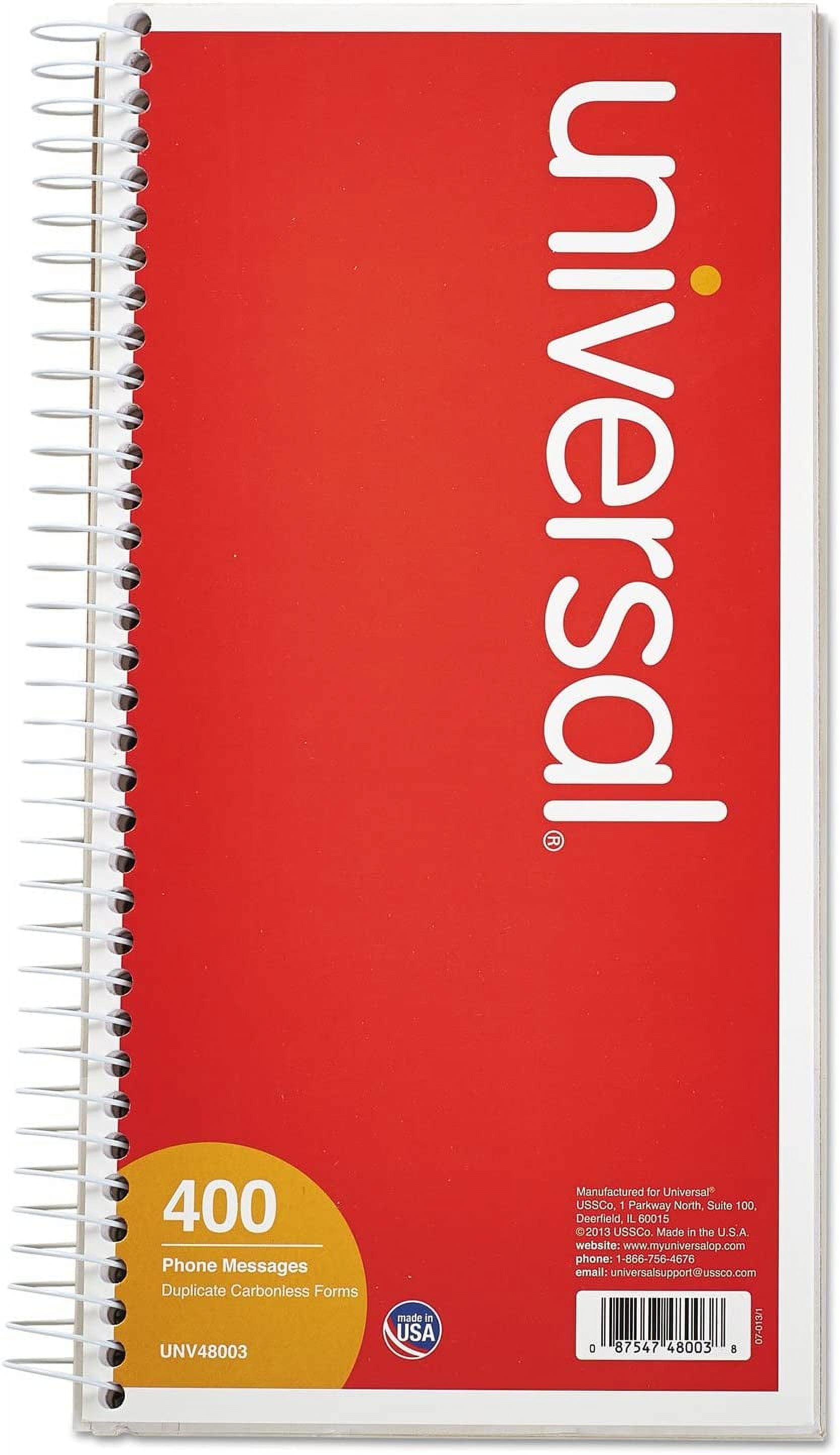 400Sheet 5 In. X 2.75 In. TwoPart Carbonless Wirebound Message Books