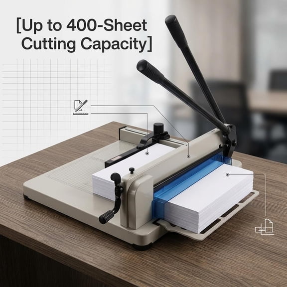400-Sheet Capacity Guillotine Paper Cutter, A3 Paper Trimmer for Office and Classrooms, Safety Lock Heavy Duty Paper Trimmer with Transparent Guard