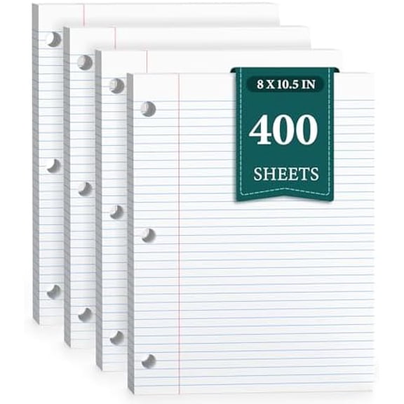 400 Sheets College Ruled Loose Leaf Paper, 3 Hole Punch Paper 8 x 10.5, Notebook Paper, 8 * 10.5 Filler Paper for 3 Ring Binders, Lined Paper College Ruled, Writing Paper With Lines