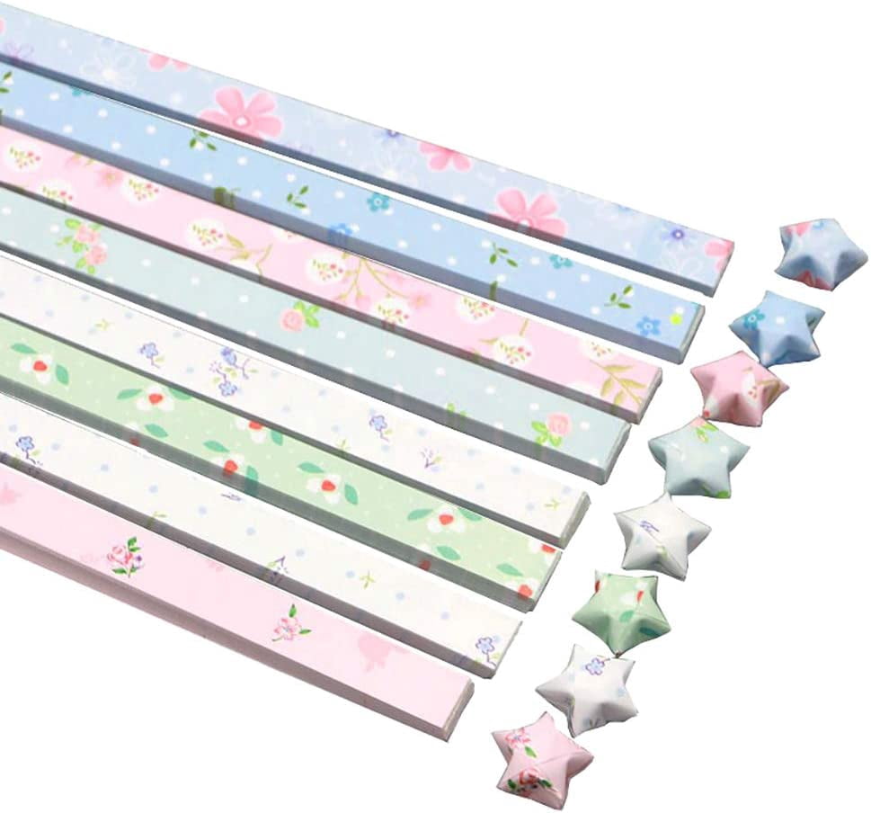 400 Sheets Cute Floral Origami Stars Paper Folding Strips Package DIY Paper