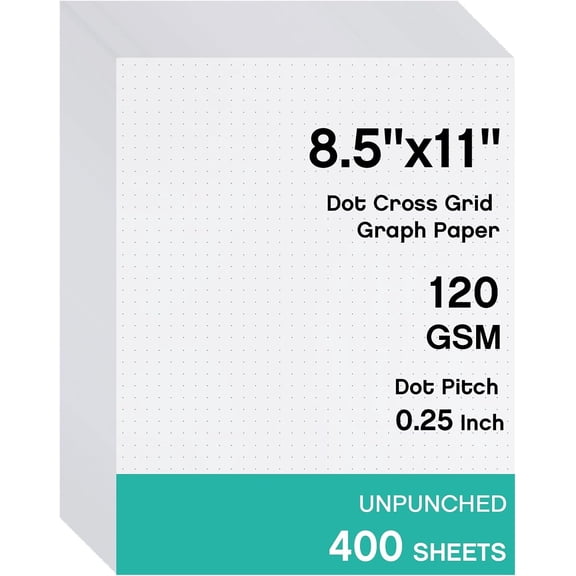 400 Sheets Dot Grid Graph Paper 8.5 x 11 Inches Letter Size Grid Paper Unpunched Refills Graph Paper Large Grid for Planning Journaling Thick Paper Smooth, White (Classic Style)