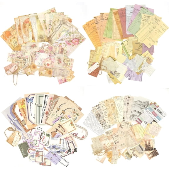 400 Sheets Scrapbook Paper, Journaling Supplies for Vintage Crafts Planner Bullet Junk Journal Supplies Mixed Media Collage Card Album Embellishments