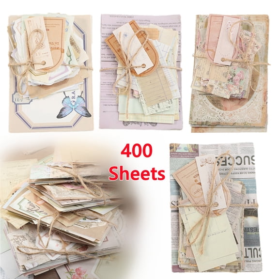 400 Sheets Vintage Scrapbook Papers Journaling Scrapbooking Supplies Kit Junk Journal Supplies Decorative Craft Paper for Planner, Bullet Journal Collage Card