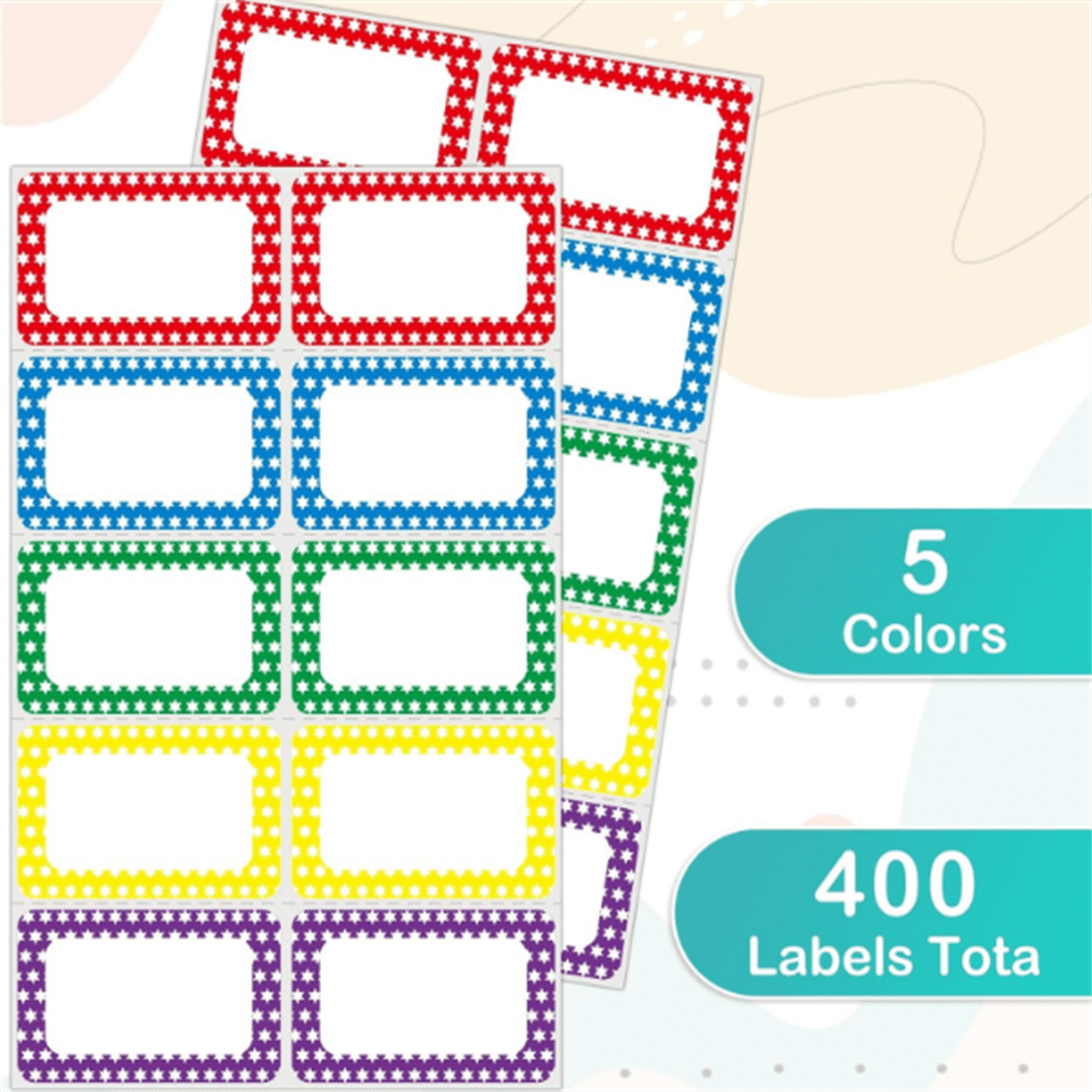 400 Stickers - 3.5" x 2.25"Colors Plain Name tag Labels with Perforated Line for School Office Home (400 Labels)