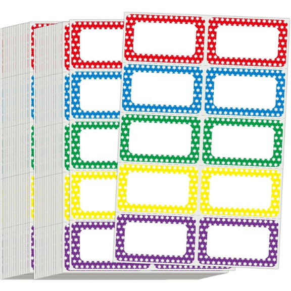 400 Stickers - 3.5" x 2.25"Colors Plain Name tag Labels with Perforated Line for School Office Home (Star - 400 Labels)