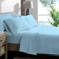 thumbnail image 1 of 400 TC 4-Piece Sheet Set Soft, Wrinkle Resistant 24 Inch Deep Pocket 100% Egyptian Cotton Color Light Blue Solid Size California King, 1 of 5
