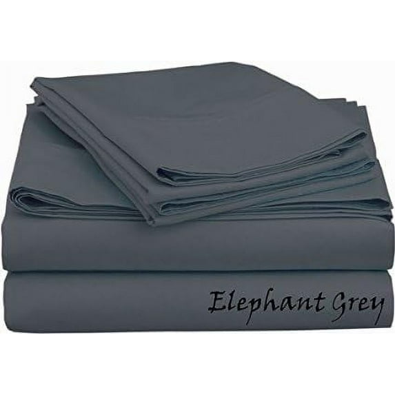 400 TC Sheet Set 4-Pieces !! 100 % Egyptian Cotton Sateen 4-Pieces !! SOLID COLORS - Full Size - Solid Colors { Dark Grey } Depth Pocket 28" Inches By KM LINEN