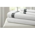 400 Thread Count 100% Cotton 4 pc sheet set with satin band White/Gray