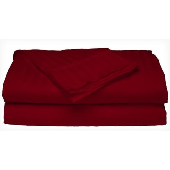400 Thread Count 100% Cotton Dobby Stripe Bed Sheets - Soft, Breathable, and Durable Twin Burgundy
