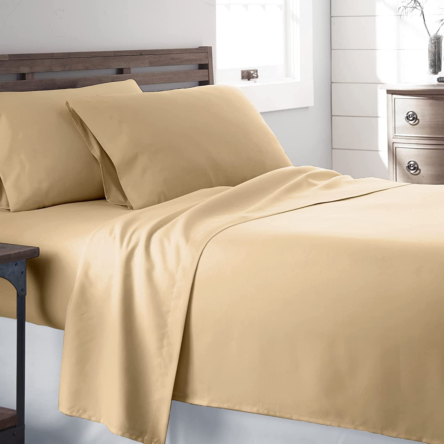 400 Thread Count 100 Cotton Sateen Bed Sheets Deep Pocket, Cotton