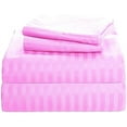 thumbnail image 1 of 400 Thread Count 100% Egyptian Cotton 3-Piece Fitted Sheet ( 1 Fitted Sheet + 2 Pillow Covers) 18 Inches Deep Pocket Size Queen Color Pink Stripe, 1 of 4
