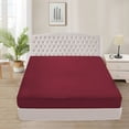 thumbnail image 1 of 400 Thread Count 100% Egyptian Cotton 3-Piece Fitted Sheet ( 1 Fitted Sheet + 2 Pillow Covers) 24 Inches Deep Pocket Size Full Color Burgundy Stripe, 1 of 6