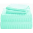 thumbnail image 1 of 400 Thread Count 100% Egyptian Cotton 4-Piece Bed Sheet Set (1 Flat, 1 Fitted Sheet, 2 Pillow Covers) 30 Inches Deep Pocket Size Twin Color Aqua Blue Stripe, 1 of 5