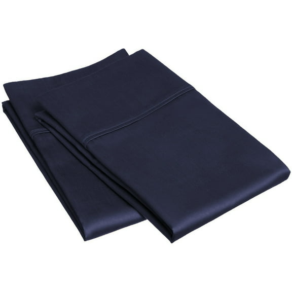 400-Thread Count 100% Egyptian Cotton Elegant Solid Pillowcase Set Navy Blue / King