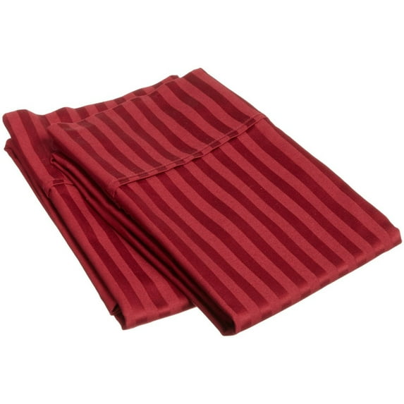 400-Thread Count 100% Egyptian Cotton Elegant Stripes Pillowcase Set Burgundy / Standard
