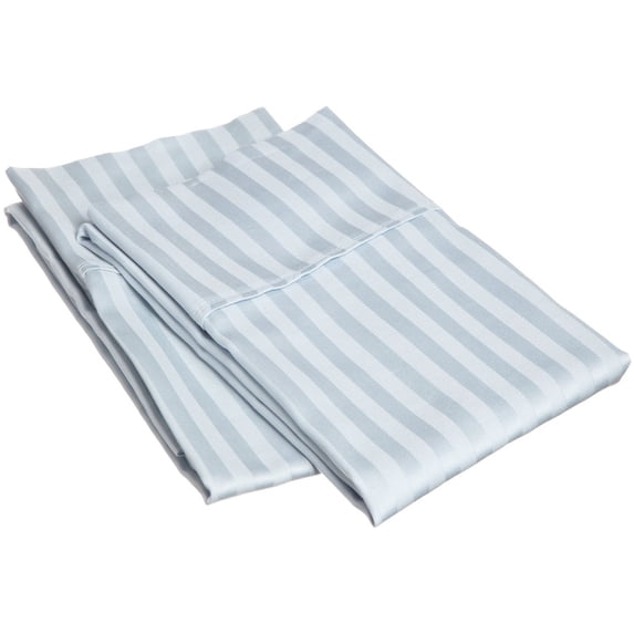 400-Thread Count 100% Egyptian Cotton Elegant Stripes Pillowcase Set Light Blue / Standard