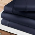 thumbnail image 1 of 400-Thread Count 100% Egyptian Cotton Lightweight Solid Sheet Set with Deep Pockets Navy Blue / Cal King, 1 of 5