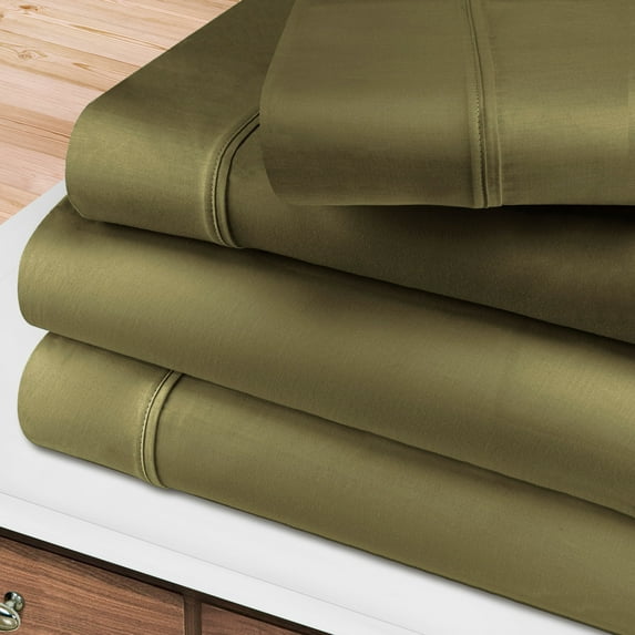 400-Thread Count 100% Egyptian Cotton Lightweight Solid Sheet Set with Deep Pockets Sage / Cal King