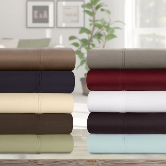 400-Thread Count 100% Egyptian Cotton Lightweight Solid Sheet Set with Deep Pockets Sage / Full