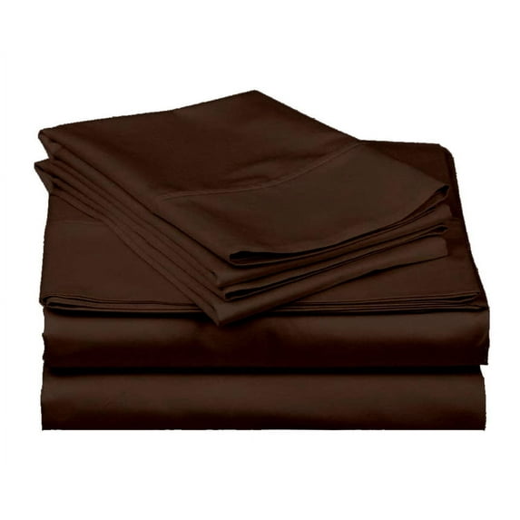400-Thread-Count 100% Egyptian Cotton Sheet Set, 4-Piece Sheets Sets, 10" Deep Pocket of Fitted Sheet - Twin XL, Chocolate Solid