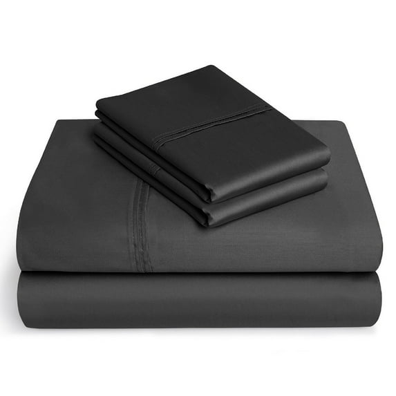 400-Thread-Count 100% Egyptian Cotton Sheet Set, 4-Piece Sheets Sets, 10" Deep Pocket of Fitted Sheet - Twin XL, Dark Grey Solid