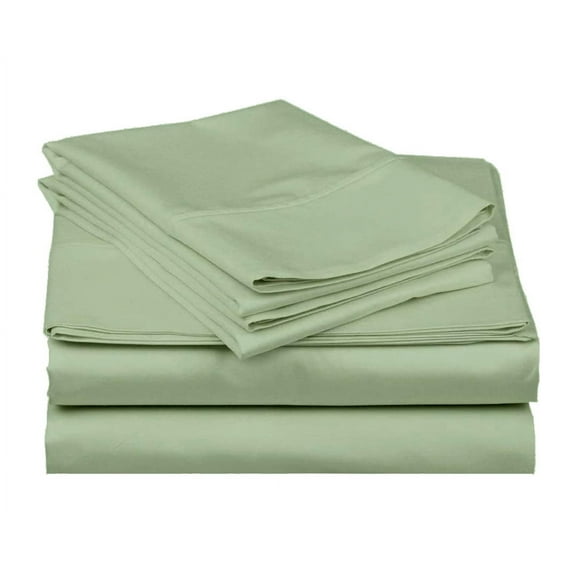 400-Thread-Count 100% Egyptian Cotton Sheet Set, 4-Piece Sheets Sets, 15" Deep Pocket of Fitted Sheet - California King, Sage Solid