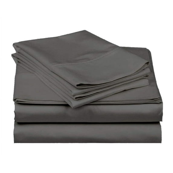 400-Thread-Count 100% Egyptian Cotton Sheet Set, 4-Piece Sheets Sets, 15" Deep Pocket of Fitted Sheet - Full, Dark Grey Solid