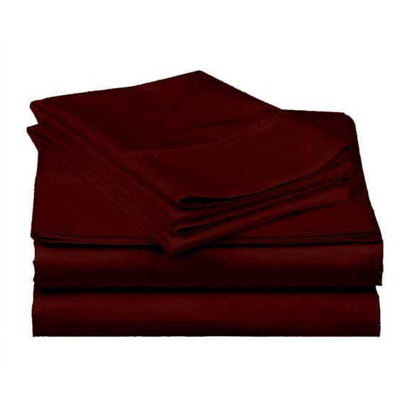 400-Thread-Count 100% Egyptian Cotton Sheet Set, 4-Piece Sheets Sets, 15" Deep Pocket of Fitted Sheet - Full, Wine Solid